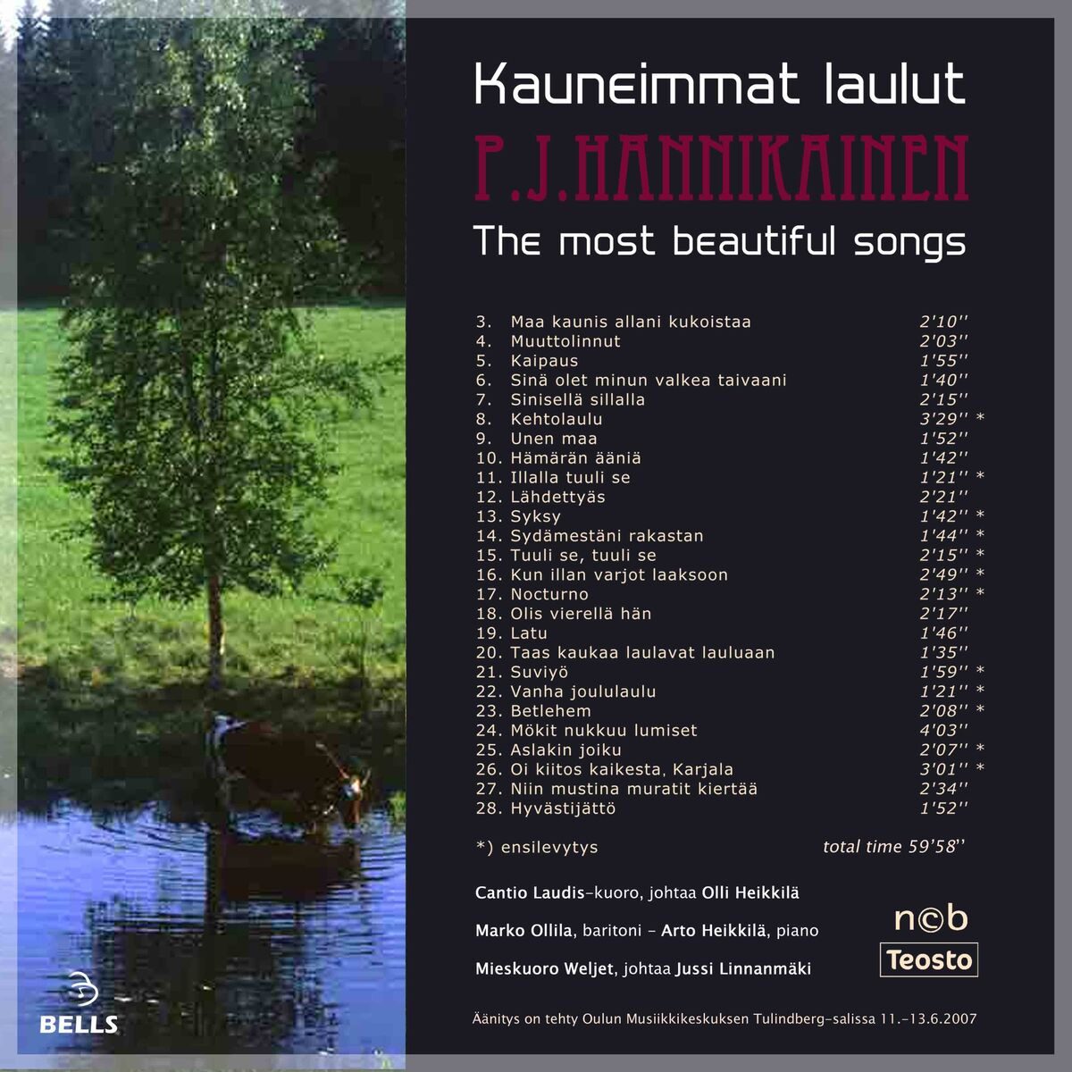 P. J. Hannikaisen kauneimmat laulut takakansi